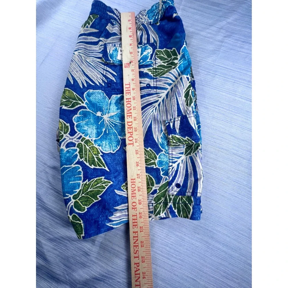 Tommy Bahama Mens XL Blue Tropical Hibiscus Palm Mesh Swim Trunks Cargo Shorts
